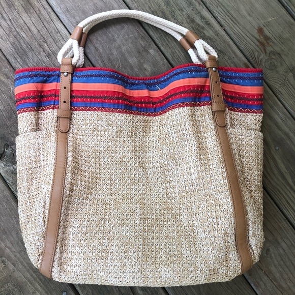 Gap Straw Raffia Tote Bag Beach - Picture 1 of 15